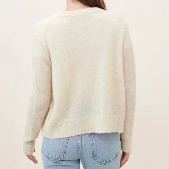 Jenni Kayne Boyfriend Alpaca Wool Knit Cardigan - Sand Cream Off White - Picture 3 of 8